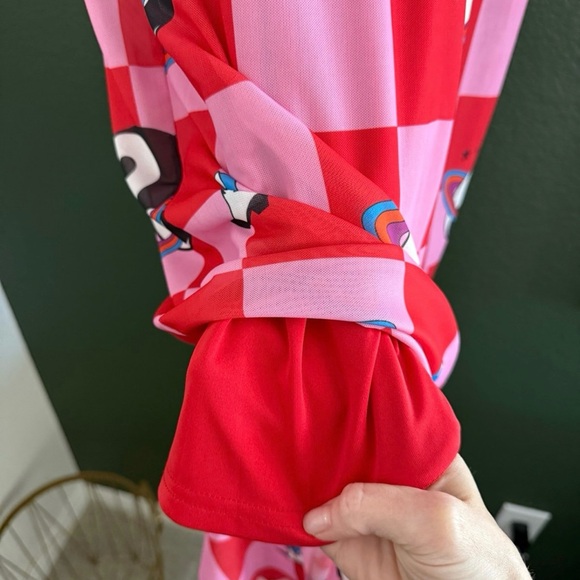 Dressed in LALA Red and Pink Planet Midi Dress - Picture 3 of 5